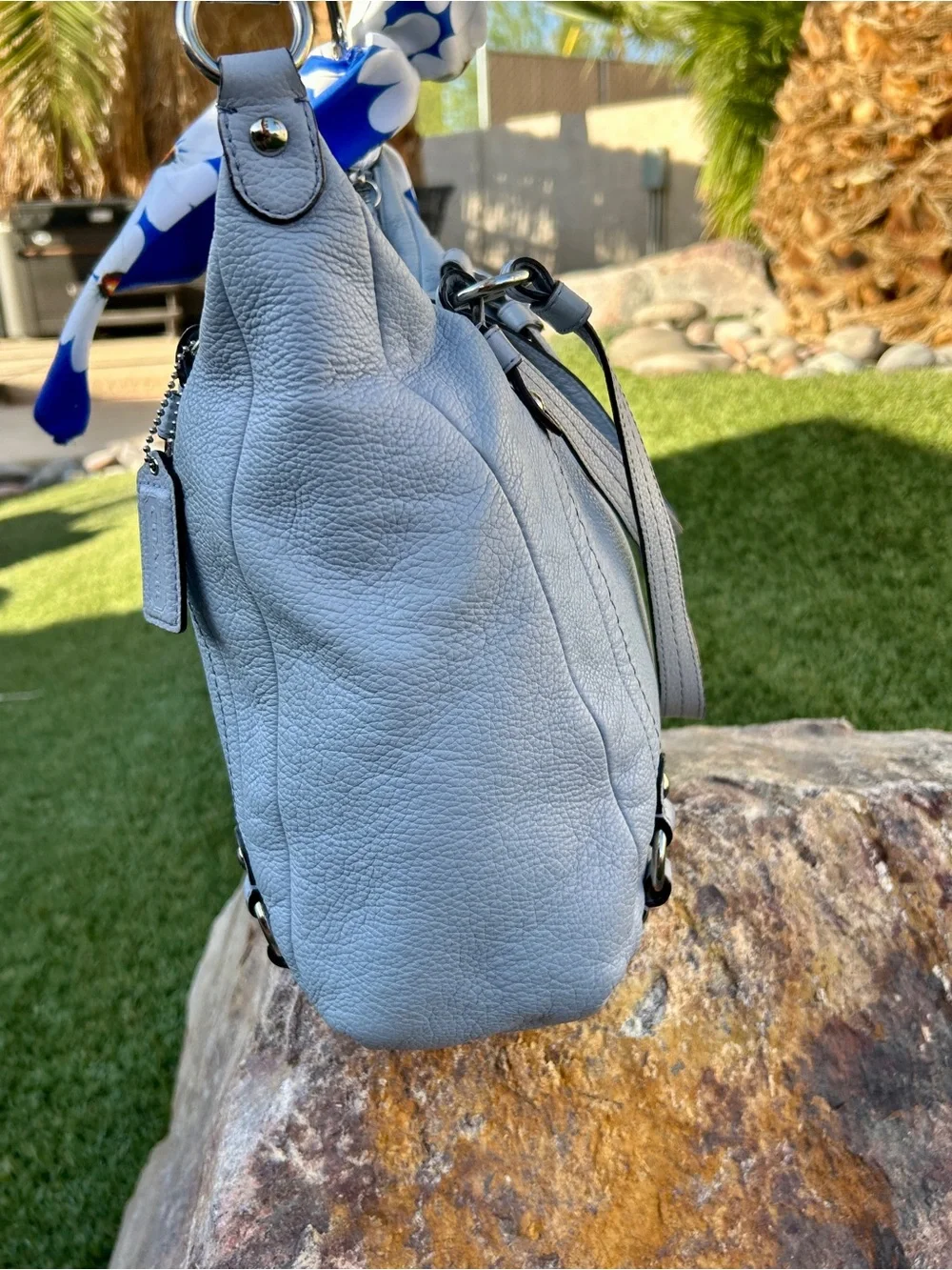 Coach Alexandra Convertible Shoulder Hobo Satchel Bag Large Periwinkle
